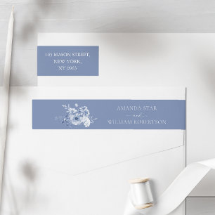 Dusty Blue Floral Return Address Labels