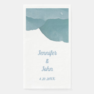 Dusty Blue Floral Rose Elegant Trendy Wedding Napkin