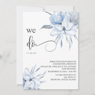 *~* Dusty Blue Floral RSVP - QR Rose AR15 WEDDING Invitation