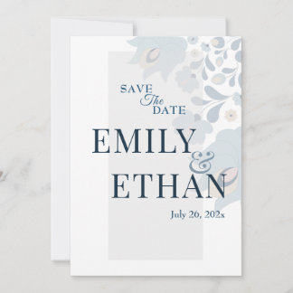 Dusty Blue Floral Save the Date