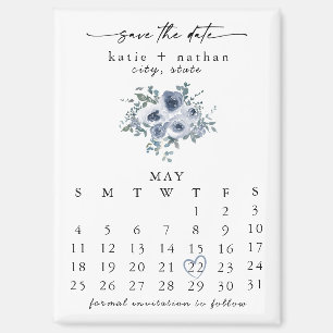Dusty Blue Floral Save the Date Magnet