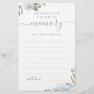 Dusty blue floral share a memory bridal shower