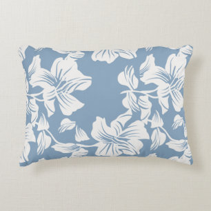 Dusty Blue Floral Silhouette Modern Throw Pillow