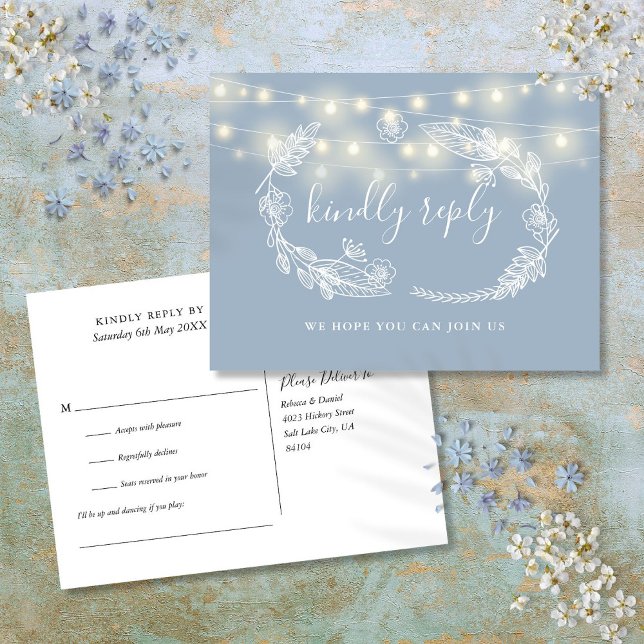 Dusty Blue Floral Song Request RSVP Card (Dusty Blue Floral Song Request RSVP Card)