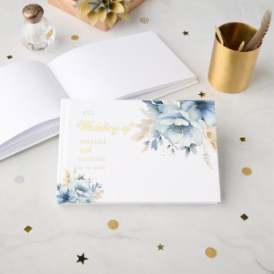 Dusty Blue Floral SPring Bloom Wedding Guest Book