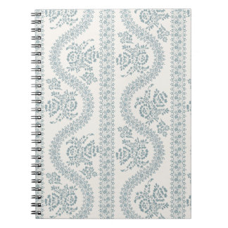 Dusty Blue Floral Stripe, Vintage Bone Notebook