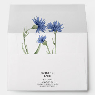Dusty Blue Floral Stylish QR code Wedding Envelope