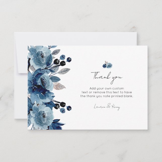 Dusty blue floral Thank You Cards (Front)