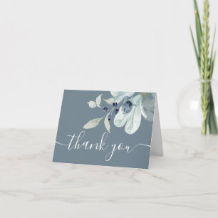 Dusty Blue Floral Thank You Cards