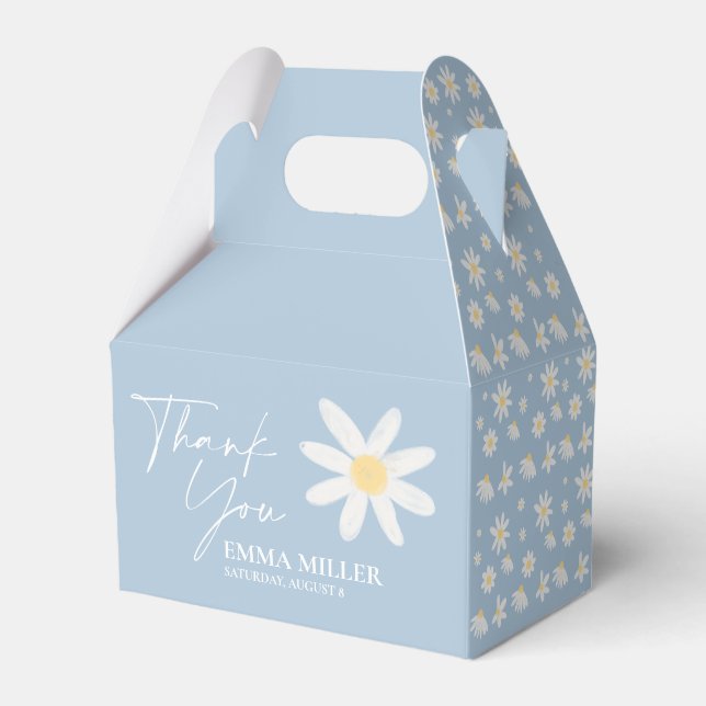 Dusty Blue Floral Thank You  Favour Box (Front Side)