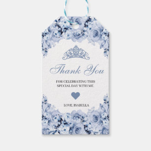 Dusty Blue Floral Thank You Gift Tags