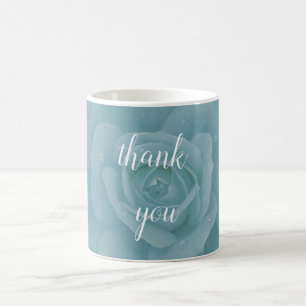 Dusty Blue Floral Thank You Wedding Favour Gift Coffee Mug