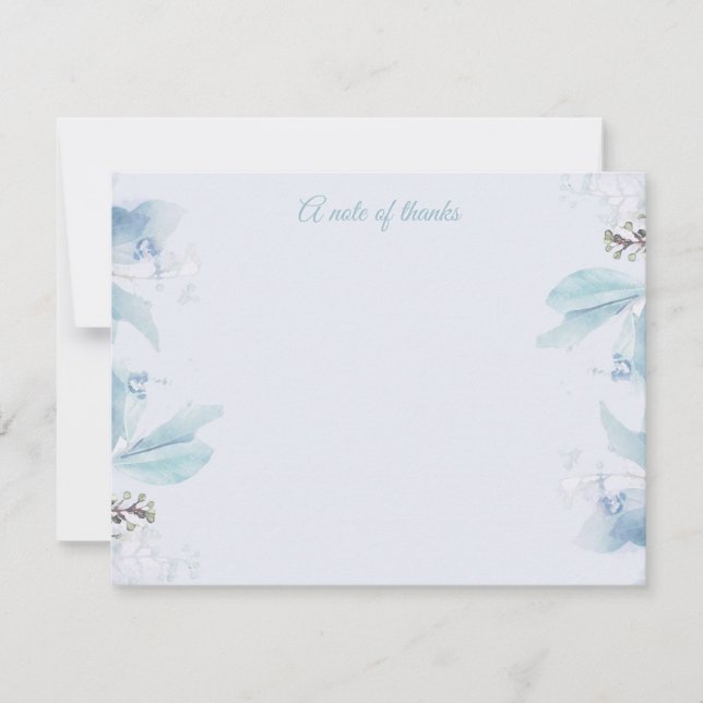 Dusty Blue Floral Thanks Card (Front)