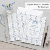 Dusty Blue Floral Toile Spanish Primera Comunion
