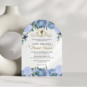 Dusty Blue Floral Victorian Bridal Shower Arch Invitation