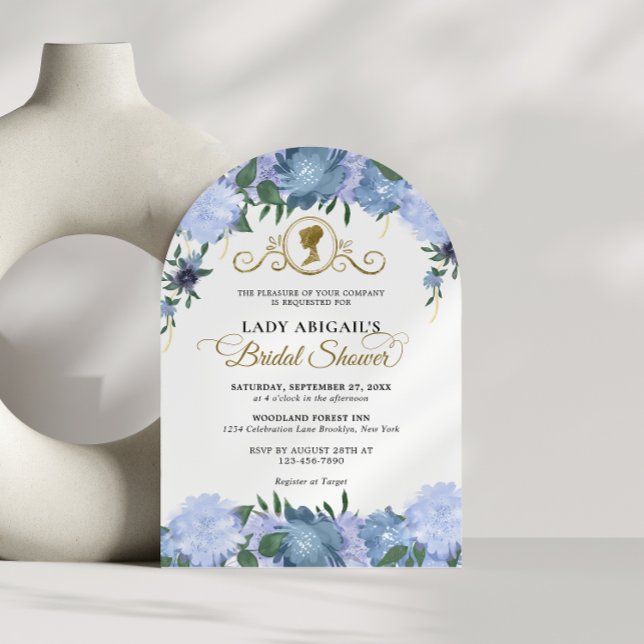 Dusty Blue Floral Victorian Bridal Shower Arch Invitation (Creator Uploaded)