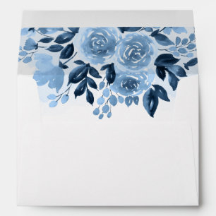 Dusty Blue Floral Watercolor Envelope