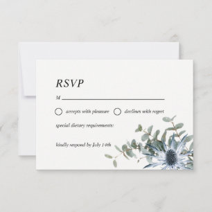 Dusty blue floral watercolor RSVP card
