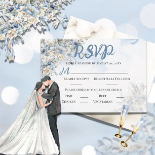 Dusty Blue Floral Watercolor  RSVP Card