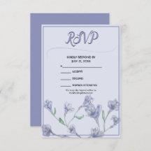 Dusty Blue Floral Watercolor Wedding RSVP