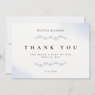 Dusty Blue Floral Watercolor Wedding Thank You Car Invitation