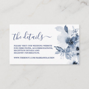 Dusty Blue Floral Website Info Enclosure Card