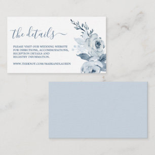 Dusty Blue Floral Website Info Enclosure Card