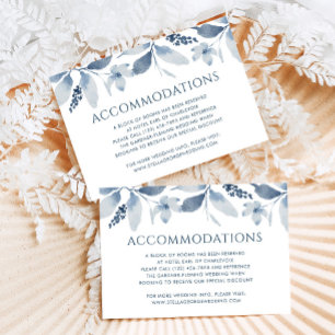 Dusty Blue Floral Wedding Accommodations Card