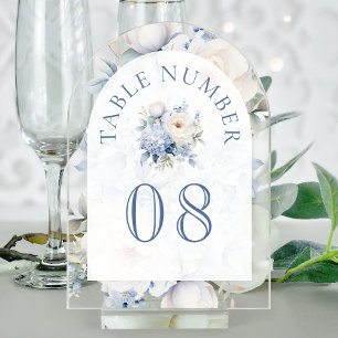 Dusty Blue Floral Wedding Acrylic Table Number