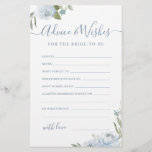 Dusty blue floral wedding advice & wishes card<br><div class="desc">These advice & wishes cards are sweet keepsakes for the bride and couple,  features romantic watercolor floral in dusty blue and sage green,  and stylish modern script,  simple and elegant,  great activity for modern boho bridal shower,  botanical garden wedding parties. 
See all the bridal shower games in collection.</div>