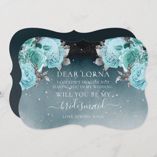 Dusty Blue Floral Wedding Be My Bridesmaid Invitation (Front/Back)