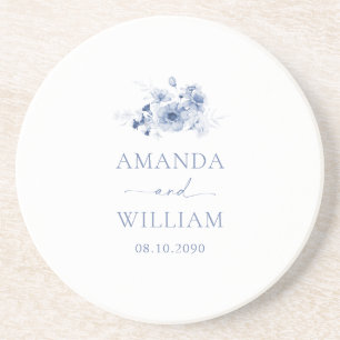 Dusty Blue Floral Wedding Coaster