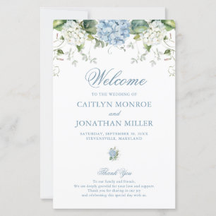 Dusty Blue Floral Wedding Crest Ceremony Program