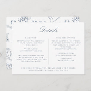 Dusty Blue Floral Wedding Details Card