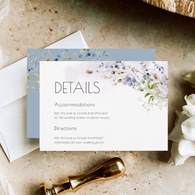 Dusty Blue Floral Wedding Details Enclosure Card  (Creator Uploaded)