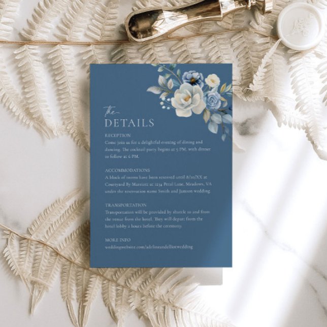 Dusty Blue Floral Wedding Details Enclosure Card (Creator Uploaded)