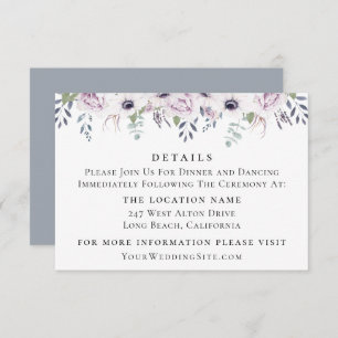 Dusty Blue Floral Wedding Details Invitation