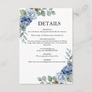 Dusty Blue Floral Wedding Enclosure Card