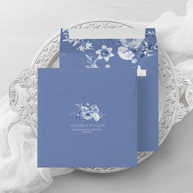 Dusty Blue Floral Wedding Envelope (Creator Uploaded)