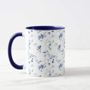 Dusty Blue Floral Wedding Favour Mug