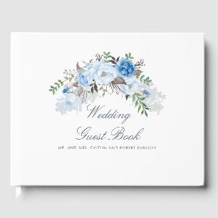 Dusty Blue Floral Wedding Guest Book
