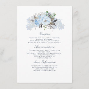 Dusty Blue Floral Wedding Information Guest Enclosure Card