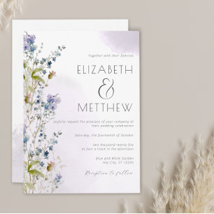 Dusty Blue Floral Wedding Invitation 