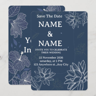 Dusty Blue Floral Wedding Invitation