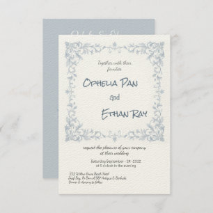 Dusty Blue Floral wedding Invitation