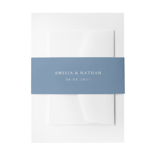 Dusty Blue Floral Wedding Invitation Belly Band