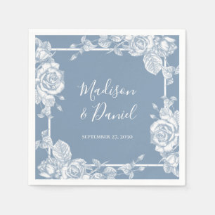 Dusty Blue Floral Wedding Napkin