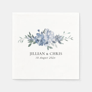 dusty blue floral wedding napkin