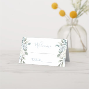 Dusty Blue floral wedding place card