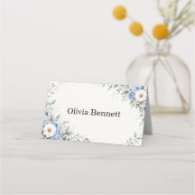 Dusty Blue Floral Wedding Place Card